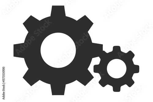 Industrial engineering concept with isolated 3D metal gears, wheels, and cogwheel icons on a white background, symbolizing technology, machinery, and mechanical equipment