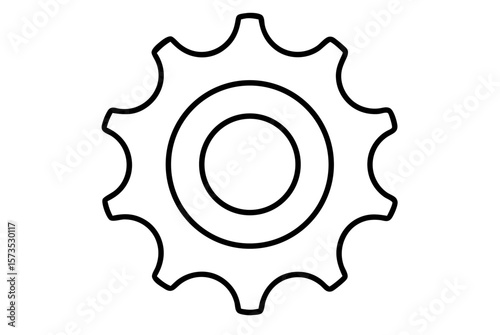 White background with isolated metal gears, cogs, and machine wheels symbolizing industrial technology and mechanical engineering design