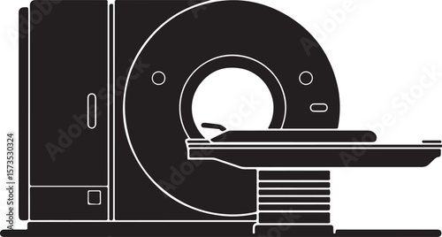 Radiology CT Scan Machine Silhouette on Clean White Background