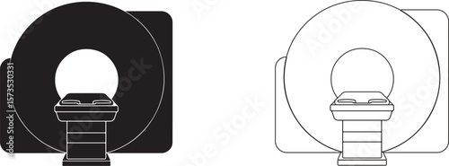 CT Scan Machine Silhouette Design on White Background