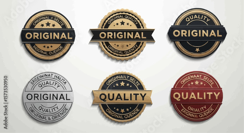 Premium Quality Original Badges – Gold Seal Label Vector Pack