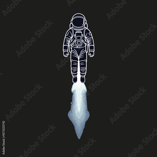 Astronaut Launching into Space Vector Illustration