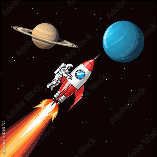 Astronaut in Space Rocket Exploring the Cosmos