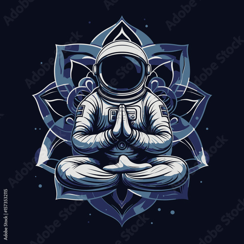 Meditating Astronaut in Lotus Position - Serenity in Space
