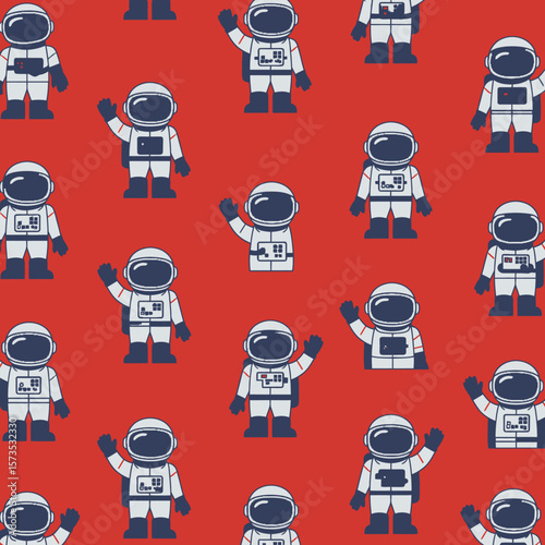 Astronauts Waving Fun Seamless Space Pattern