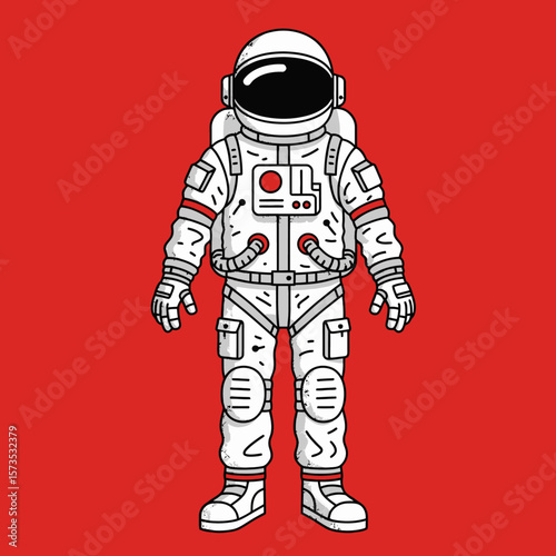 Cartoon Astronaut Ready for Space Exploration