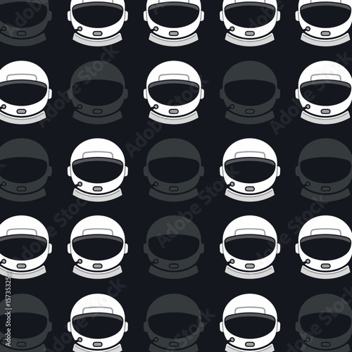 Seamless Astronaut Helmet Pattern Space Exploration Vector