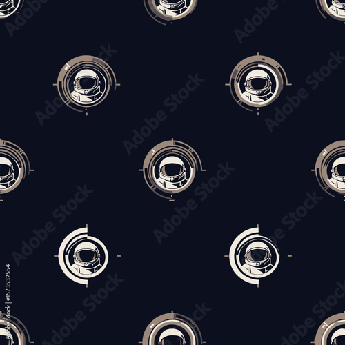 Retro Astronaut Helmet Seamless Pattern - Space Exploration Design