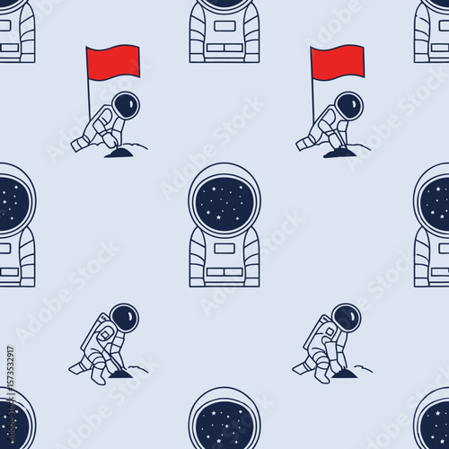 Astronauts in Space Seamless Pattern - Galaxy Cosmos Universe