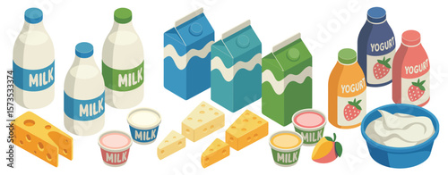 Dairy Products Milk Yogurt and Cheese Collection