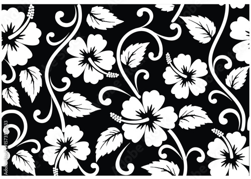 Black and white floral motif is excellent for various functions, batik, textiles etc.
