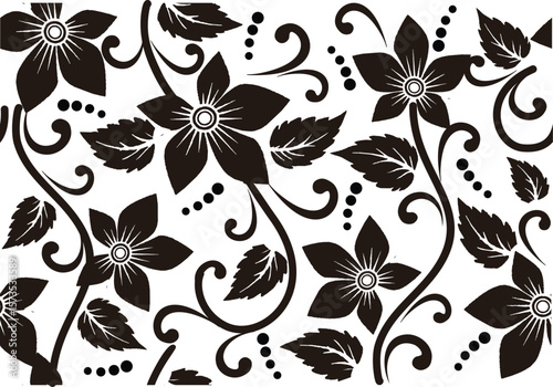 Black and white floral motif is excellent for various functions, batik, textiles etc.