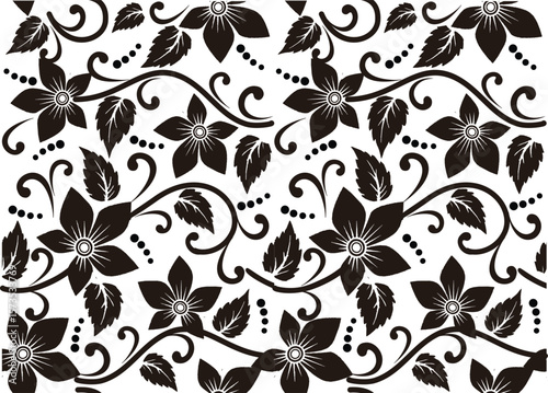 Black and white floral motif is excellent for various functions, batik, textiles etc.