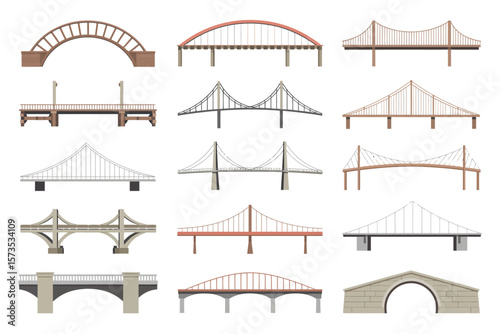 Various Types of Bridges Vector Illustration