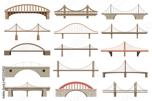 Various Bridge Designs Illustration Set