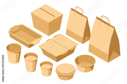 Set of Eco-Friendly Disposable Food Containers and Bags