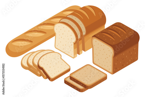 Assortment of Bread Types and Slices