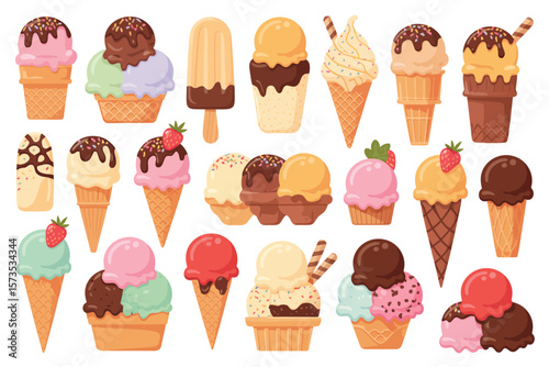 Various Colorful Ice Creams and Popsicles