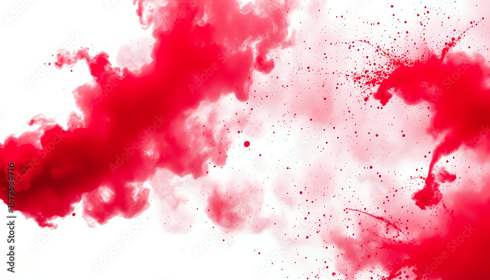 Dramatic burst of red powder against a white backdrop, capturing energy and celebration in motion. Dramatic burst of red powder against a white backdrop, capturing energy and celebration in motion.
