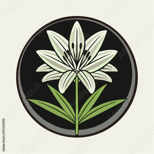 stylized stargazer lily with sharp petals and sleek flat design composition