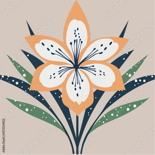 bold stargazer lily with layered petals and clean flat design elegance