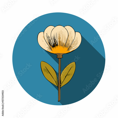 delicate sweet pea blossom with curled petals in soft flat design style