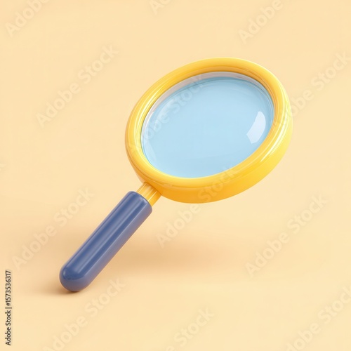 A colorful magnifying glass rests on a soft pastel background, symbolizing exploration and discovery, Ideal for educational materials, research themes