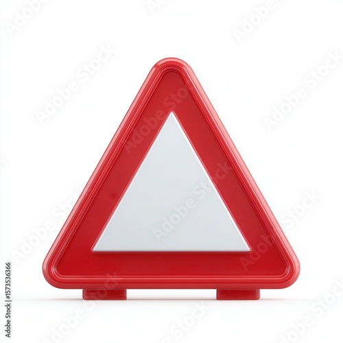 A red triangular warning sign stands prominently, symbolizing caution and safety, This image is suitable for safety campaigns, traffic education materials, or emergency preparedness resources,