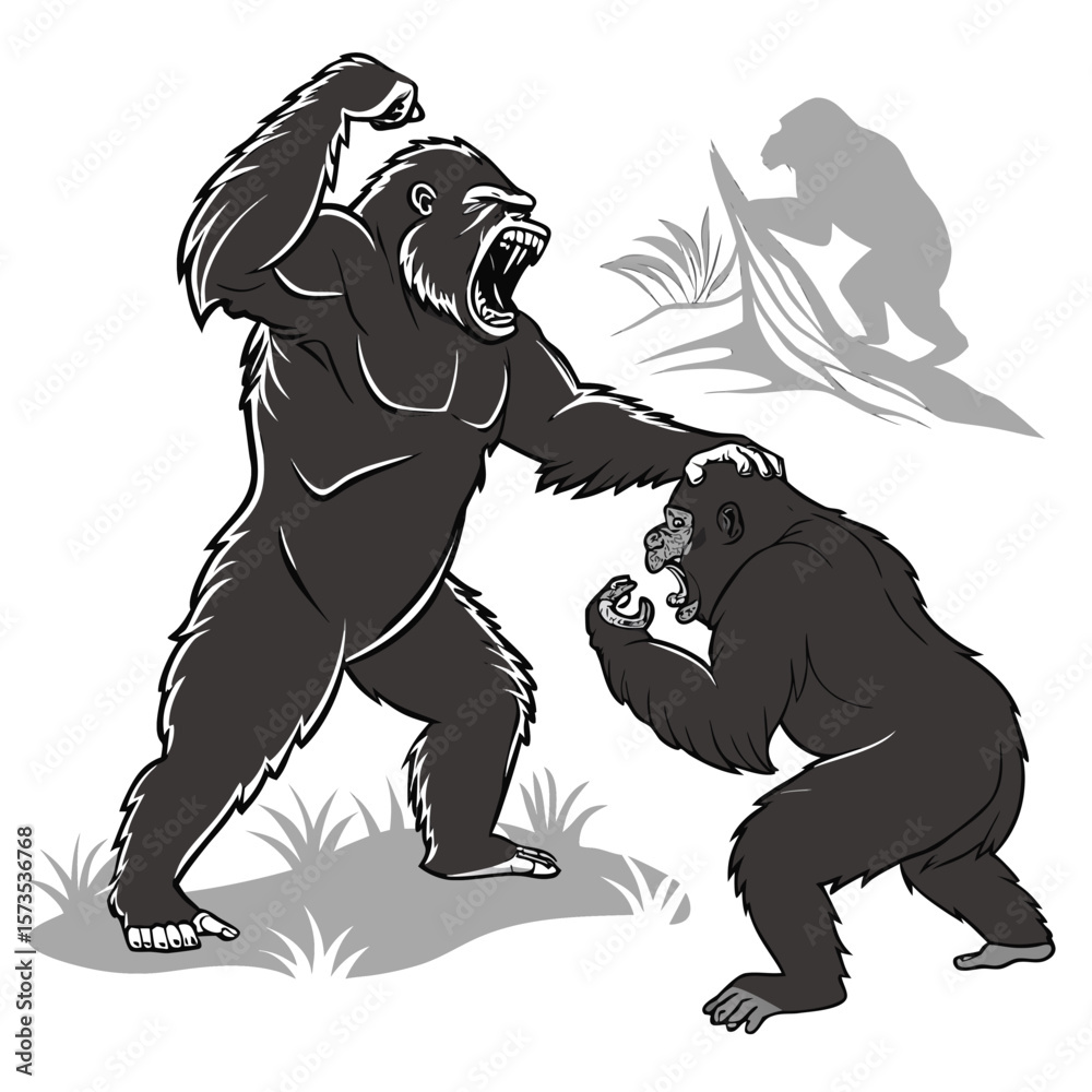 Fototapeta premium gorilla fight an and another