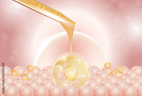 skin cell. serum molecules through the skin layer and reduce up saggy skin of the skin cell.
