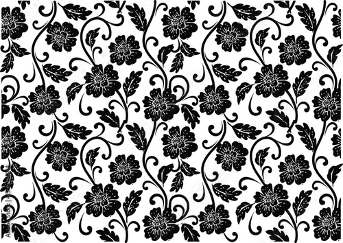 Black and white floral motif is excellent for various functions, batik, textiles etc.