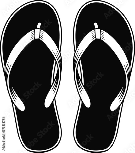 Flip Flop Sandals Silhouette – Summer Beach Footwear Vector Clipart