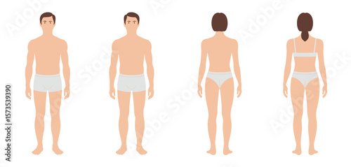 Male and Female Body Silhouettes in Undergarments