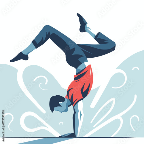 vector image of a person doing a handstand pose