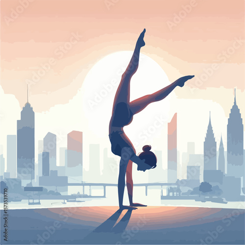 vector image of a person doing a handstand pose