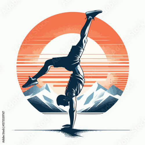 vector image of a person doing a handstand pose