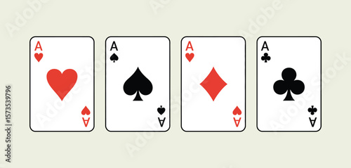 Four Ace Playing Cards in Different Suits