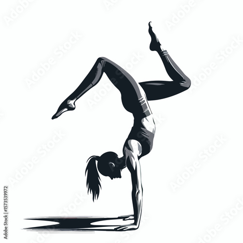 vector image of a person doing a handstand pose