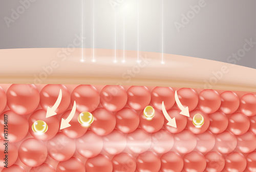 Φωτογραφία tissue repair serum on damaged or bumpy skin cells, 3d illustration