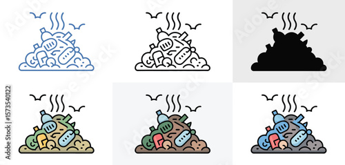 Different Landfill Waste Illustrations