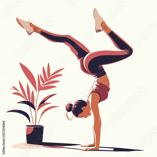vector image of a person doing a handstand pose