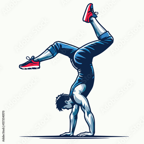vector image of a person doing a handstand pose