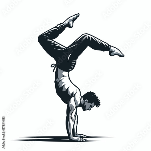 vector image of a person doing a handstand pose