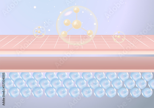 tissue repair serum on damaged or bumpy skin cells, 3d illustration	
