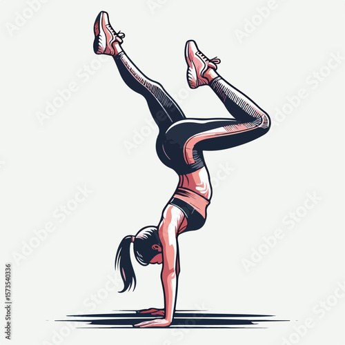 vector image of a person doing a handstand pose