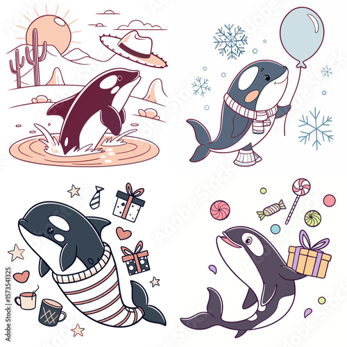 High-Quality orcas Illustrations in Various Styles – SVG Bundle