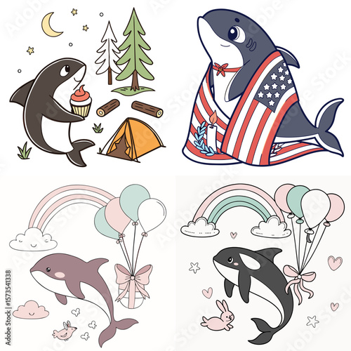 High-Quality orcas Illustrations in Various Styles – SVG Bundle