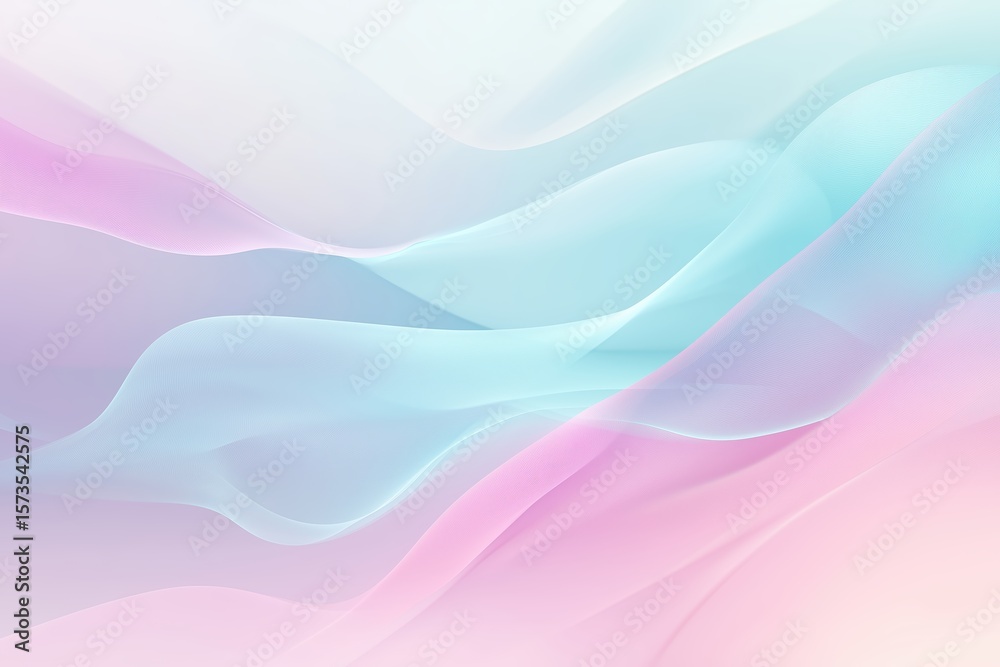 Fototapeta premium Abstract flowing waves made of soft pastel colors pink, lavender, blue, and mint smooth texture