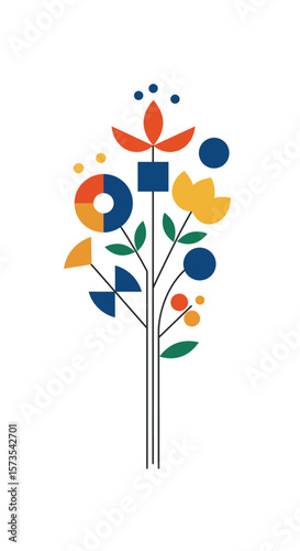 Geometric Flower Tree Abstract Floral Illustration