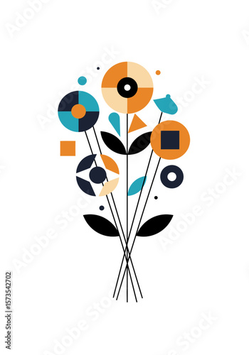 Geometric Floral Bouquet Abstract Art Print